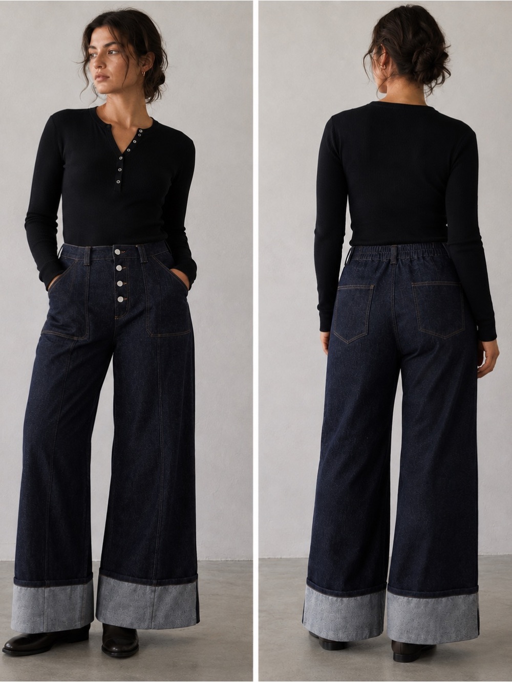 Dark Blue Minimalist Quiet Luxury Utilitarian Y2K Straight-Leg Jeans XL